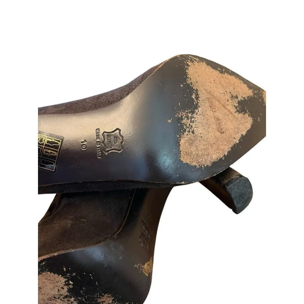 Bergdorf Goodman Ladies Size 10 M Brown Suede Tall Heeled Boots Pull On Italy